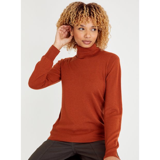 Tan roll shop neck jumper