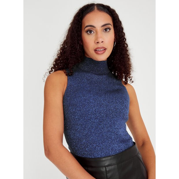 Buy Blue Sparkle High Neck Vest Top 22 | Hoodies and sweatshirts 