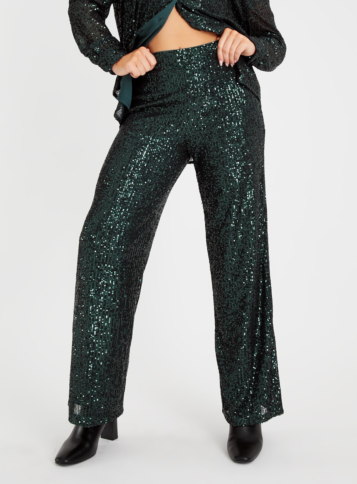 Sequin Wide Leg Trousers 