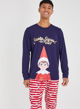 Men's Christmas Family Dressing Elf On The Shelf Navy Pyjamas 
