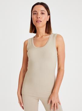 Oatmeal Thermal Heat Ribbed Vest 