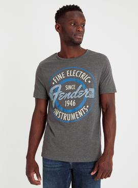 Fender Grey Graphic Print T-Shirt 