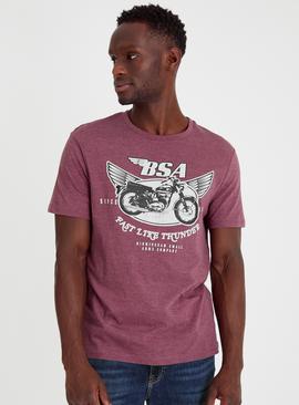 Burgundy BSA Motorbike Graphic T-Shirt 