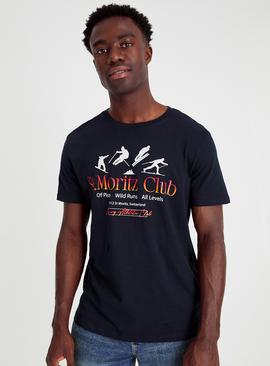 Navy St Moriz Graphic T-Shirt 