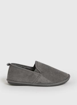 Grey Faux Fur Lined Slippers 