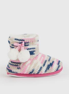 Pink Knitted Slipper Boots 