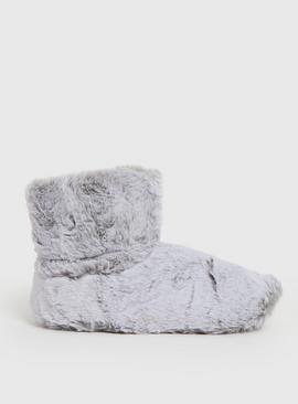 Grey Faux Fur Slipper Boots 