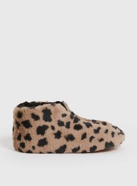 Leopard Print Slipper Boots 