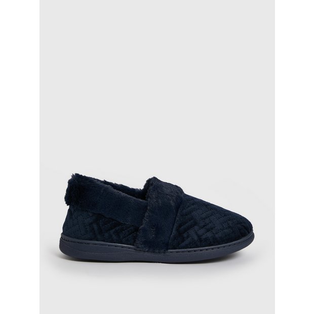 Buy Navy Textured Full Slippers 5 Slippers Tu