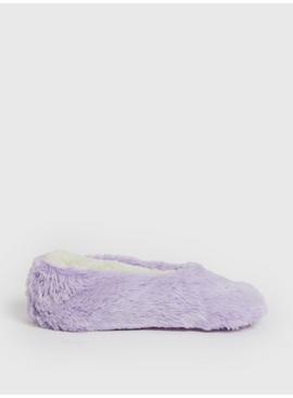 Lilac Faux Fur Ballerina Slippers 