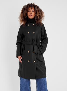 Leather Look Trench Coat 