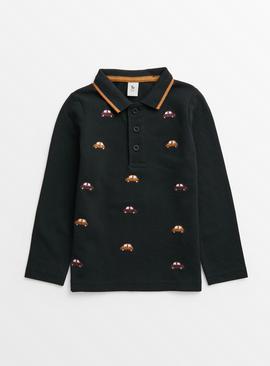 Black Car Embroidered Polo Shirt 