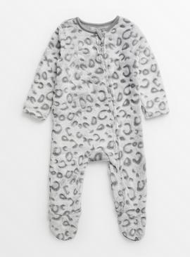 Grey Animal Pattern Fleece Sleepsuit 12-18 months
