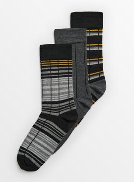 Mono Stripe Ribbed Stay Fresh Socks 3 Pack 