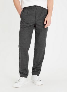 Charcoal Check Pull On Trousers  