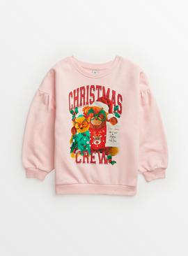 Pink Christmas Teddy Bear Slogan Sweatshirt 