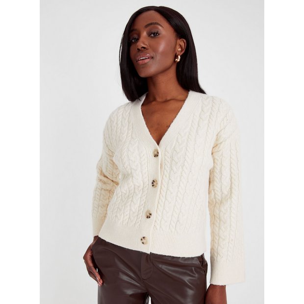 Buy Cream Cable Knit Cardigan With Wool 20, Cardigans