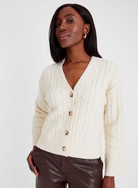 Cable Knit Cardigan With Wool 
