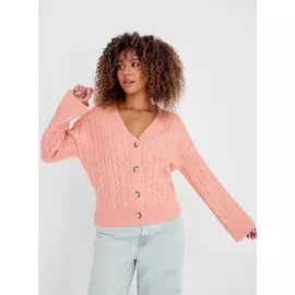 Cable Knit Cardigan With Wool