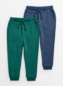 Teal & Blue Textured Joggers 2 Pack 