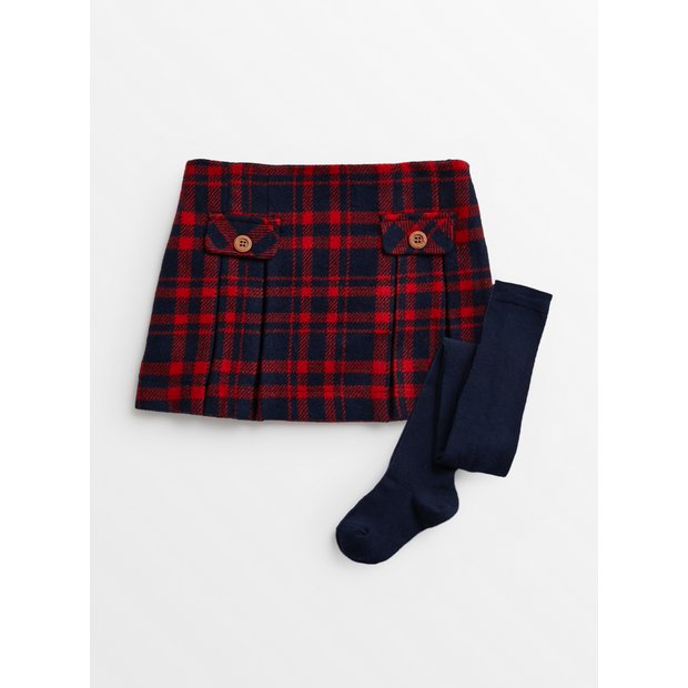 Buy Red Tartan Skirt Tights Set 3 4 years Skirts and shorts Tu