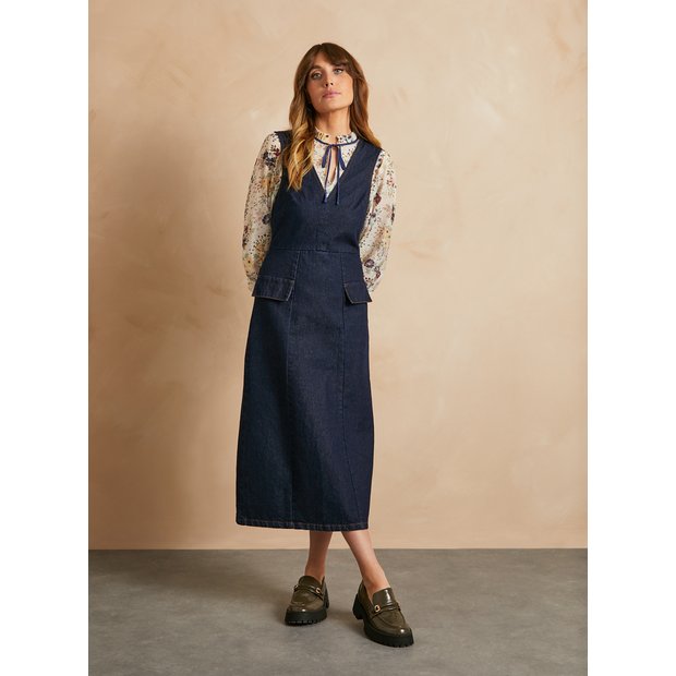 Buy EVERBELLE Denim Pinny Midi Dress 6 | Dresses | Tu