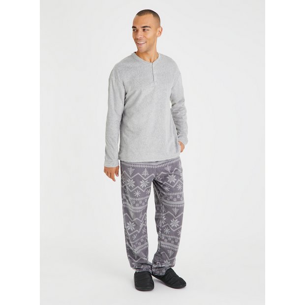 Buy Christmas Grey Fairisle Fleece Pyjamas XXXL Pyjamas Tu