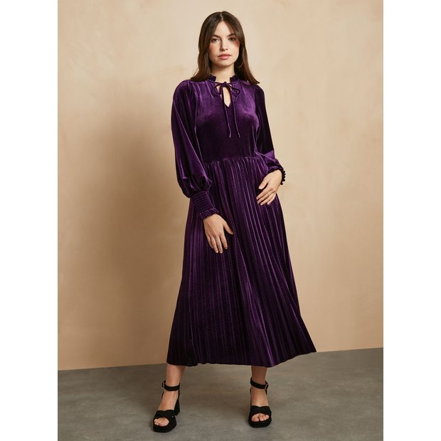 Buy EVERBELLE Purple Velvet High Neck Dress 18 Dresses Tu