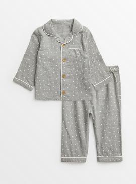 Grey Star Print Traditional Pyjamas 