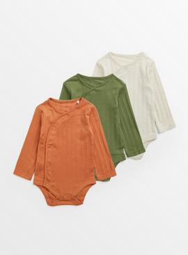 Orange, Green & Beige Bodysuits 3 Pack 