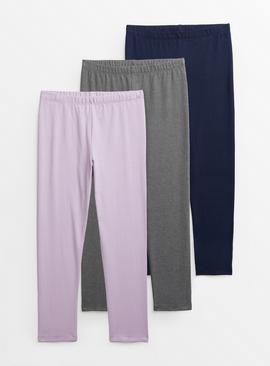Lilac, Navy & Charcoal Leggings 3 Pack 