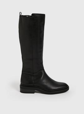 Black Leather Long Boots  