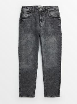 PETITE Charcoal Grey Wash Mom Jeans 