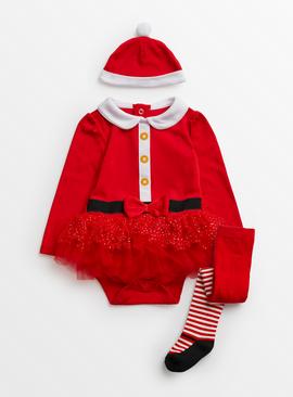 Santa Christmas Tutu Bodysuit Set 9-12 months