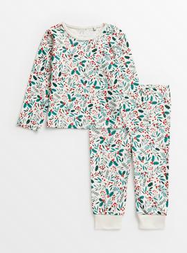 Cream Holly Print Pyjamas 