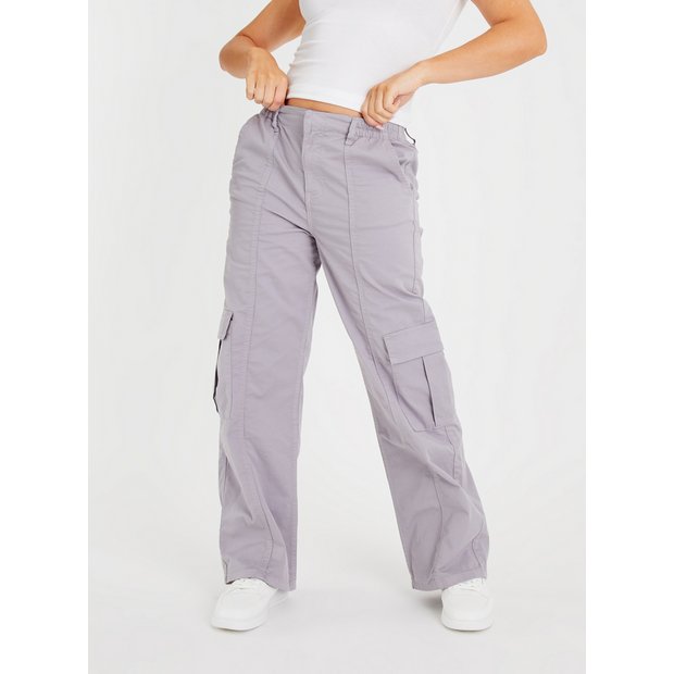 Buy Grey Straight Leg Cargo Trousers 10 | Trousers | Tu