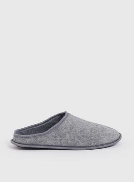 Grey Felt Mule Slippers 
