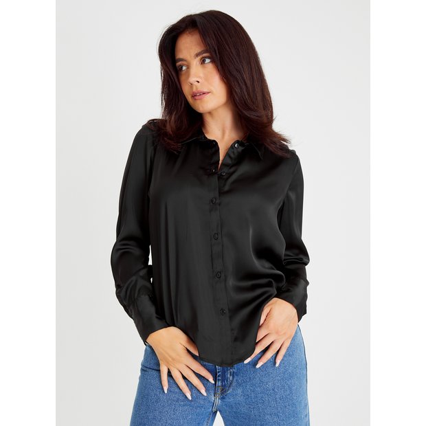 Buy London Rag Black Long Sleeve Satin Shirt Blouse Online