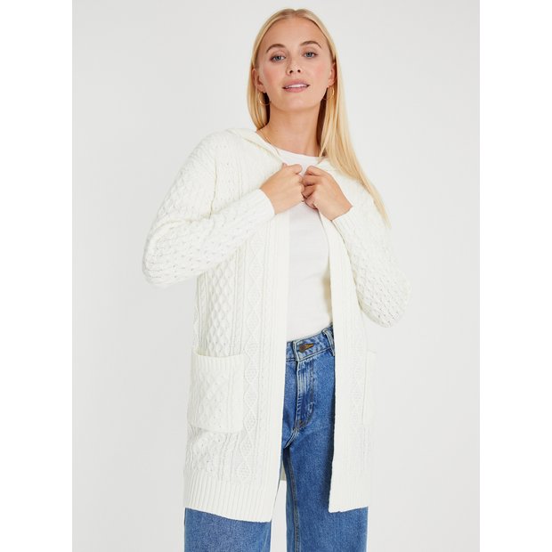 Buy White Cable Hooded Cardigan 20 | Hoodies and sweatshirts | Argos