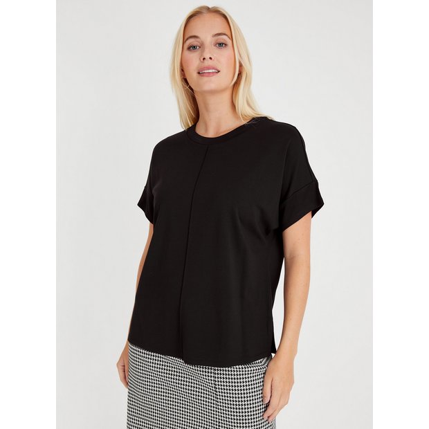 Buy Black Ponte Relaxed Fit Top 12 | T-shirts | Argos