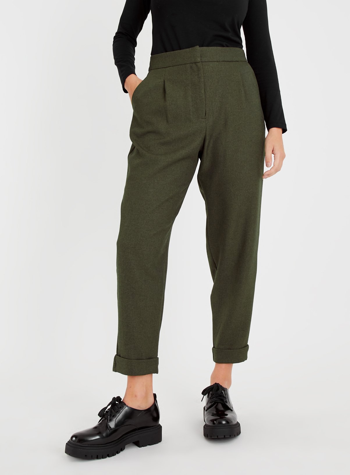 Khaki Tapered Trousers 