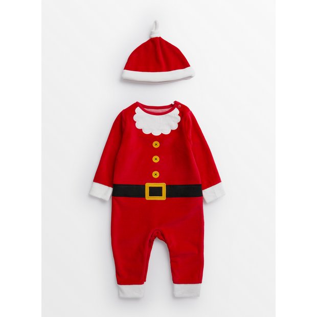 Buy Christmas Santa Velour Sleepsuit Hat 9 12 months Sleepsuits and pyjamas Argos
