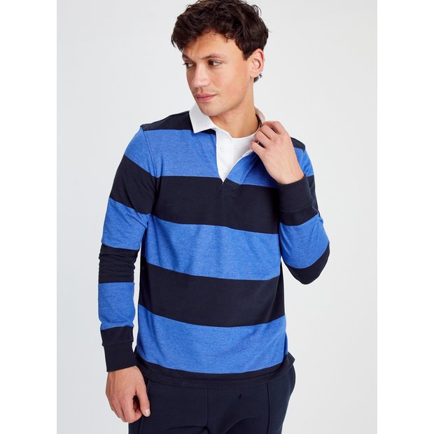 Buy Cobalt Blue Stripe Rugby Polo Shirt XL | T-shirts and polos | Tu