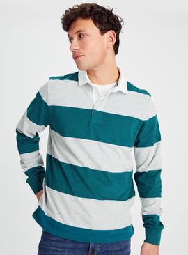 Green Stripe Rugby Polo Shirt 