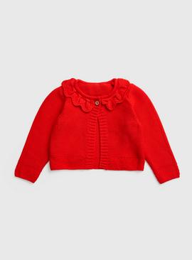 Red Frill Collar Cardigan 9-12 months