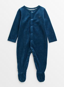 Navy Velour Sleepsuit Up to 3 mths