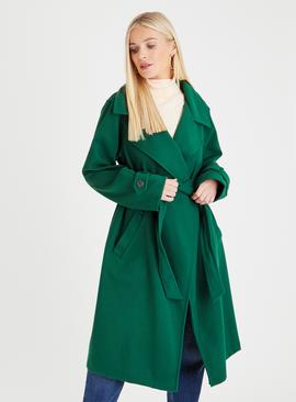Green Belted Longline Coat 