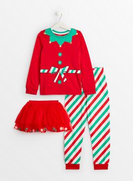 Christmas Elf Pyjamas & Tutu Set 