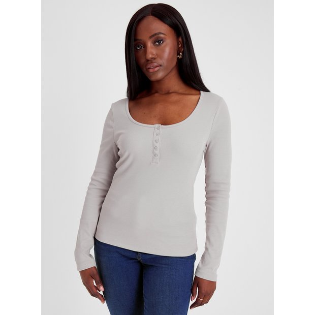 Henley shirt 2024 women's long sleeve