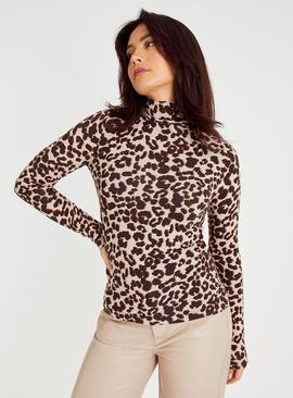 Leopard Roll Neck Top 